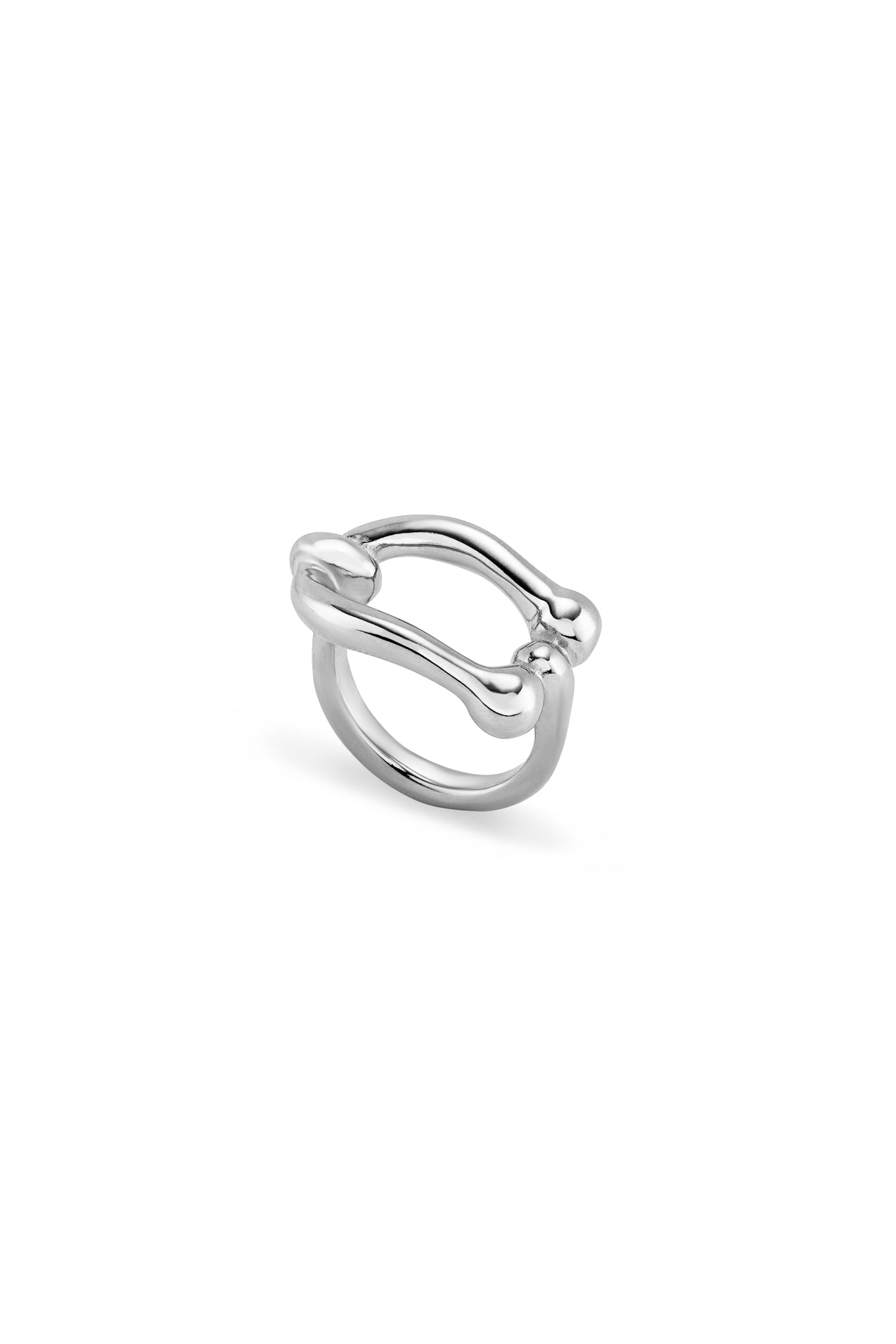 Linked shape ring in silver 
