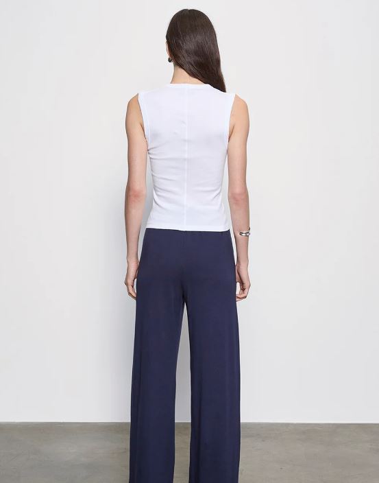 Supima classic sleeveless vneck tee in white back view