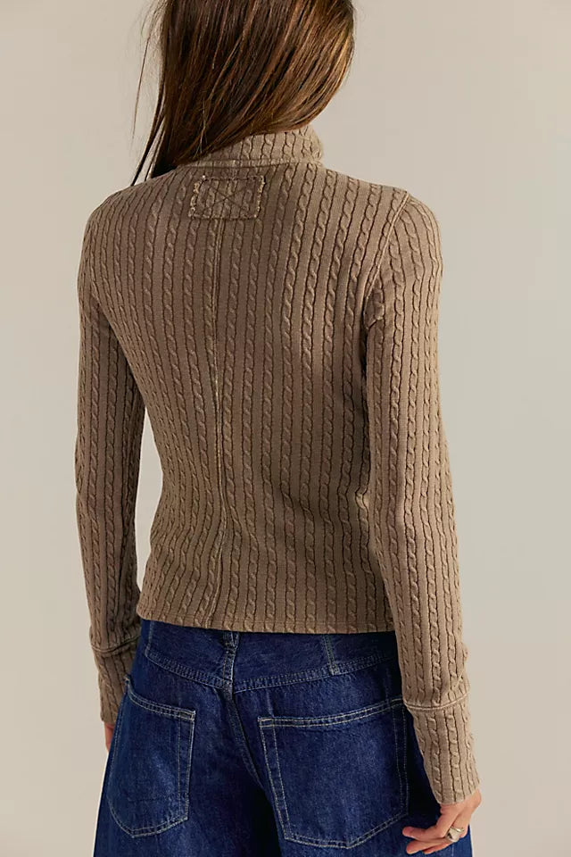 Brunch girl zip up in dusted cocoa back view