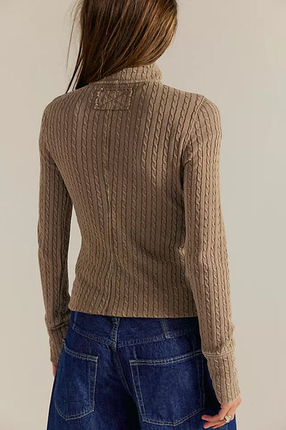 Brunch girl zip up in dusted cocoa back view