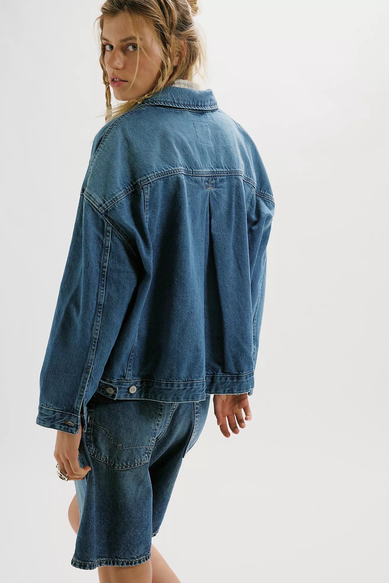 OPAL SWING DENIM JACKET IN COWBOY ROMANCE FRONT VIEW