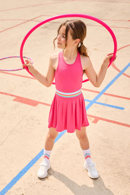 Pleated active dress in fandango pink style view