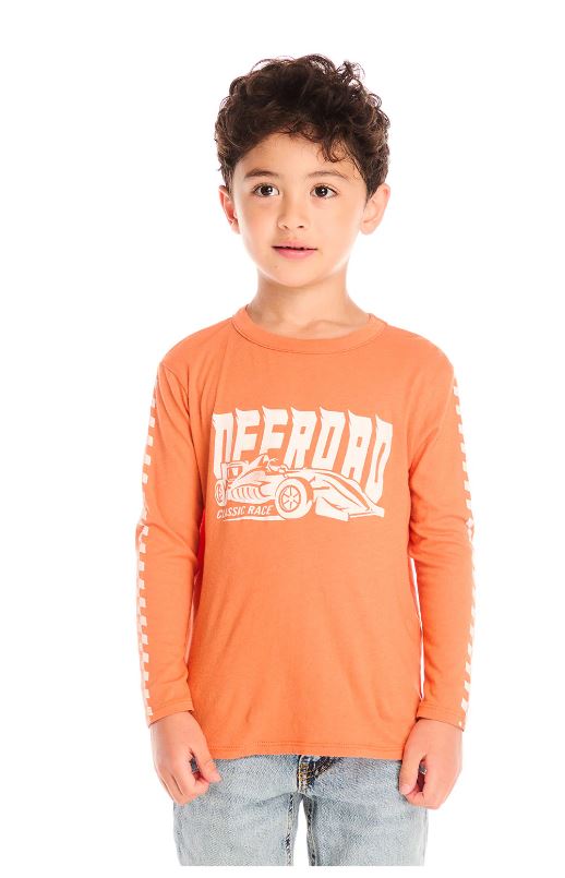 Raceway speed long sleeve tee in clay front view