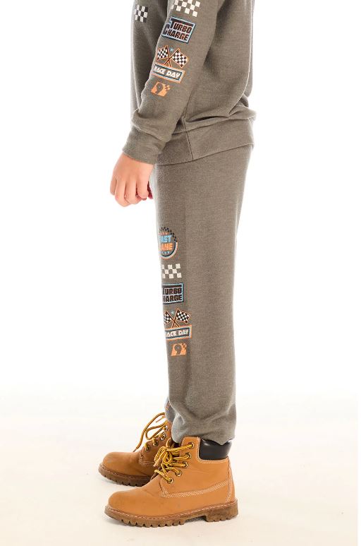 Champion racing team pants in safari, side view