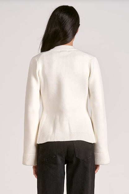 FLARE SLEEVE CREWNECK SWEATER IN OFF WHITE BACK VIEW