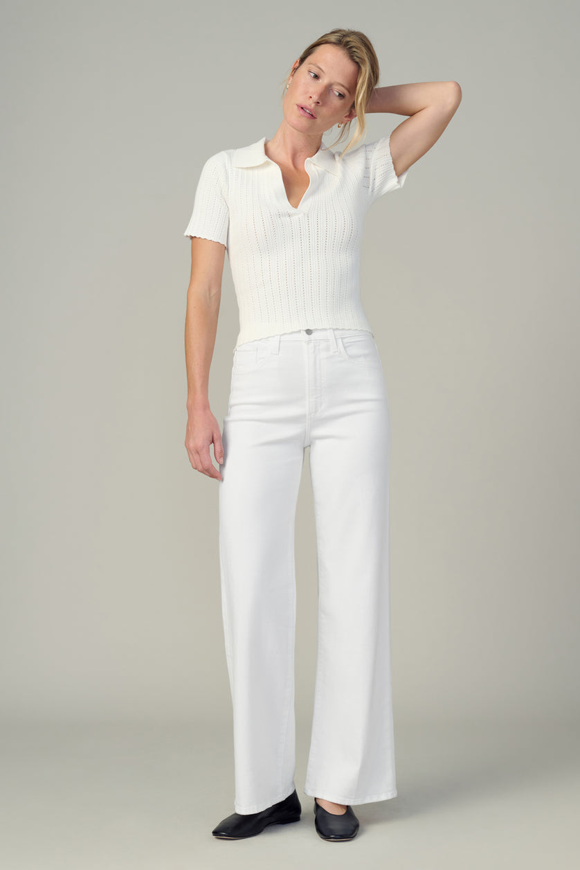 MIA petite wide-leg pants, white, button-and-zip fly with front pockets