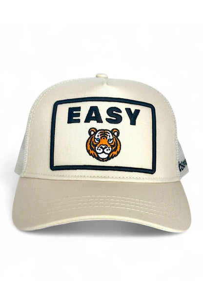 Easy trucker hat in cream front view