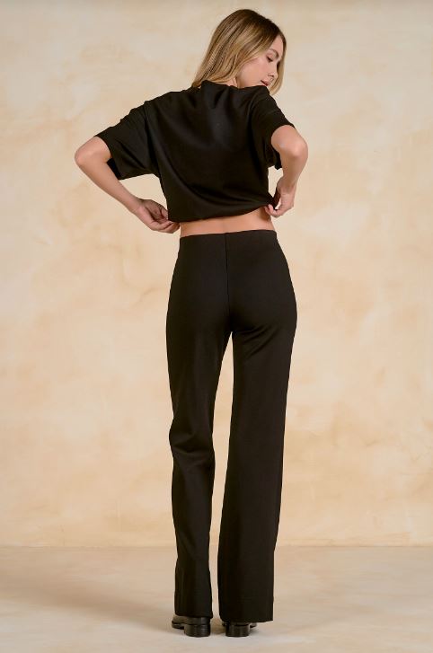 Flare pants in black back view