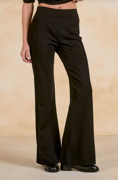 Flare pants in black front view