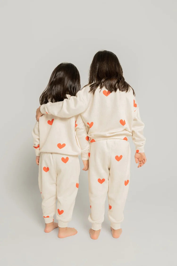 ALL OVER HEARTS JOGGER SET IN CREAM BACK VIEW