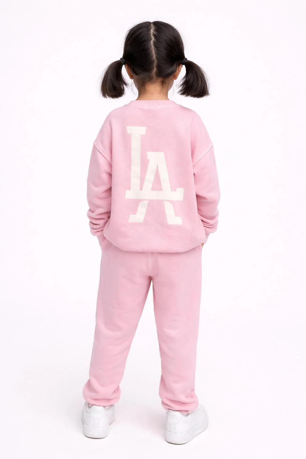 LA CREWNECK+PANT SET IN PINK BACK VIEW