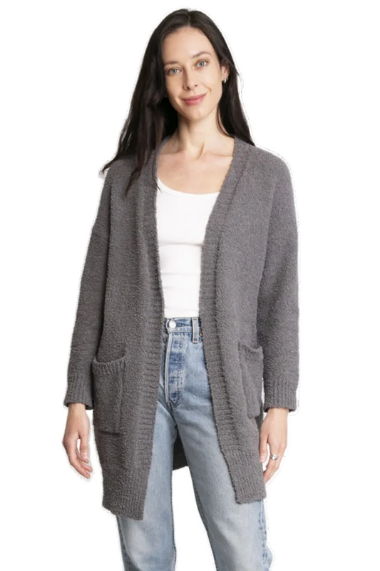 CARDIGAN WITH POCKETS IN GRAY FRONT VIEW