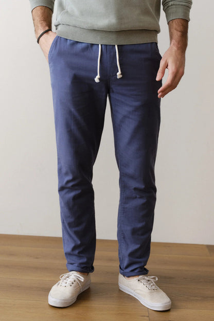 Saturday slim stretch beach pant in french blue front view
