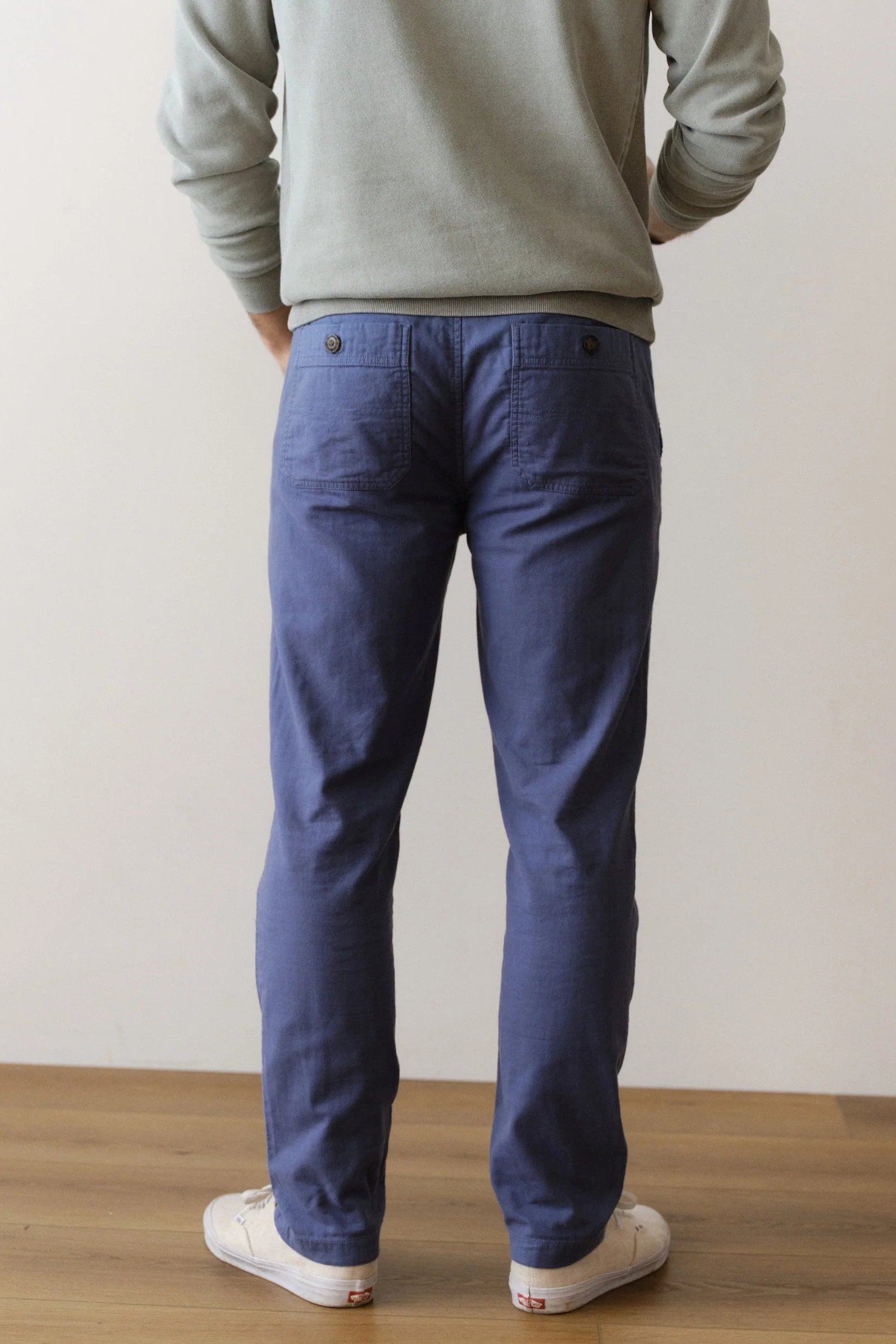 Saturday slim stretch beach pant in french blue back view