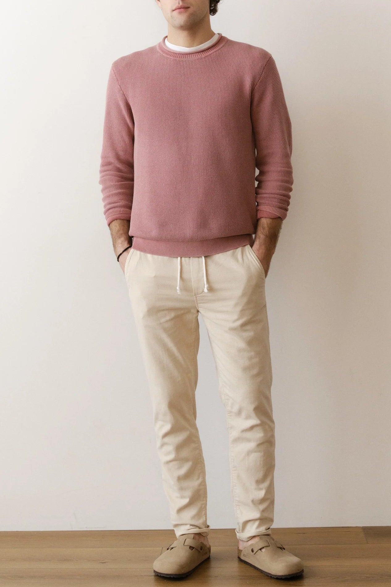 Saturday slim stretch beach pant in fog front view