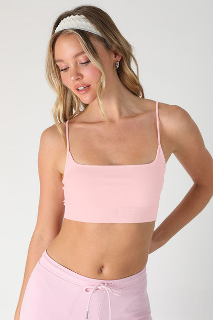 Micro square neck bralette in icy pink