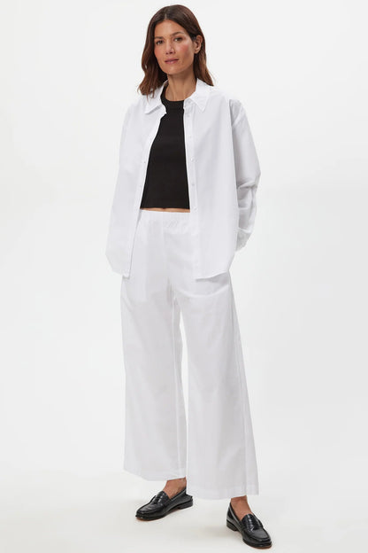 TAYLOR white elastic waist wide-leg pants with front pockets.