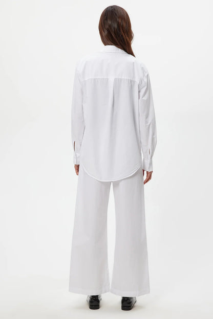 TAYLOR white elastic waist wide-leg pants, back view.