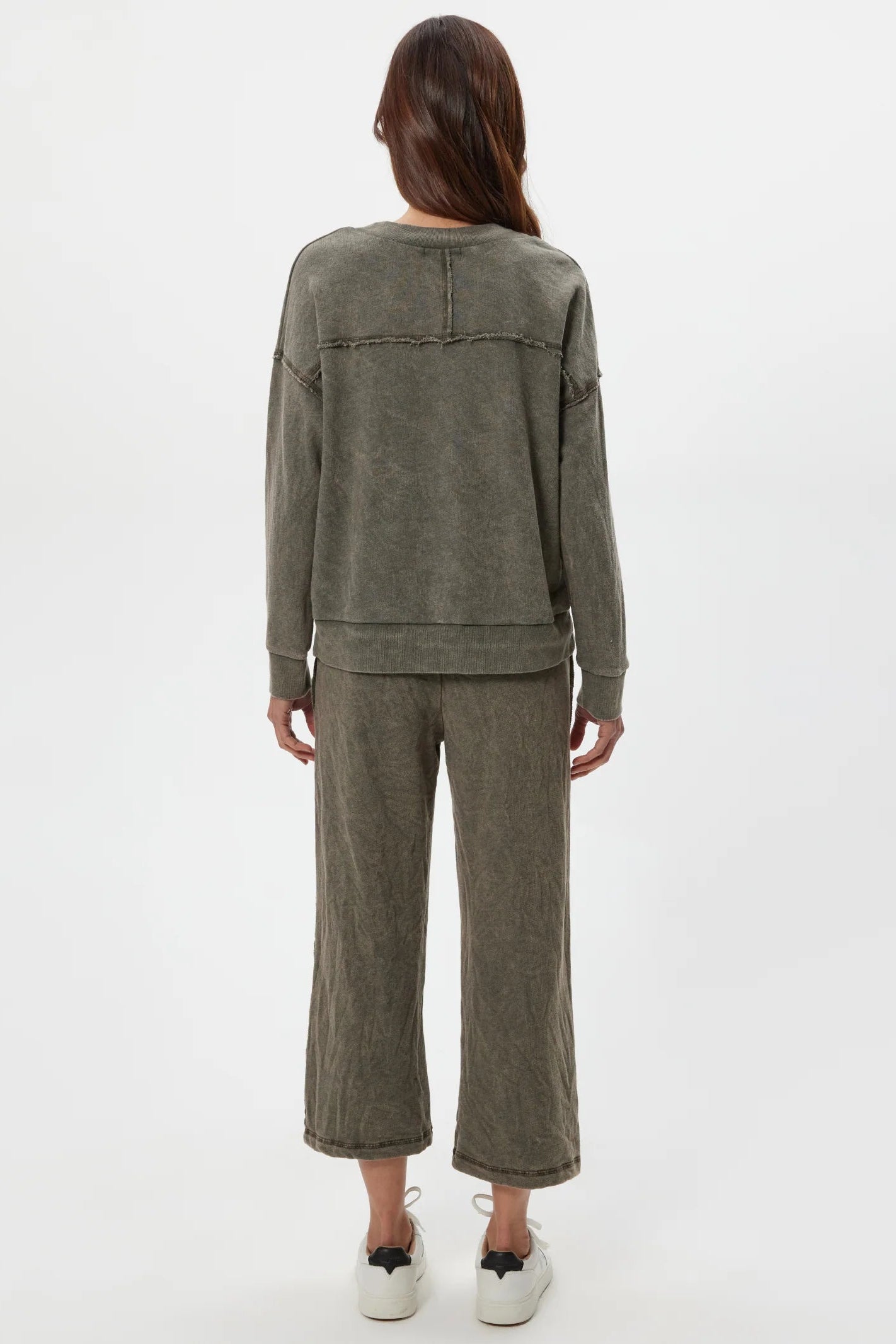 Jaden crop terry pant in dark caper backl view