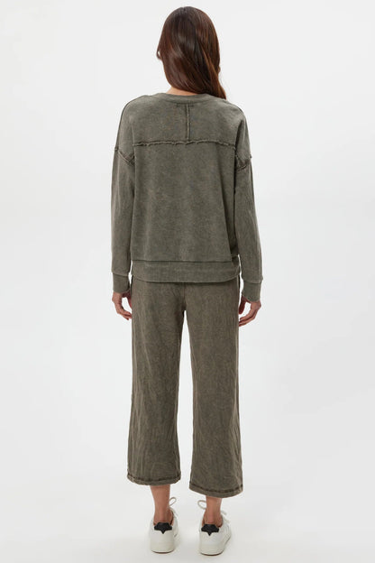 Jaden crop terry pant in dark caper backl view