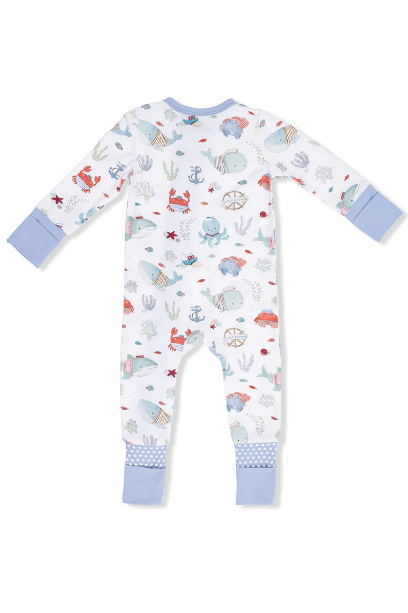 Convertible romper in sailor sea creatures back view