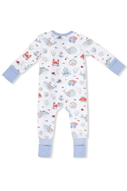 Convertible romper in sailor sea creatures back view