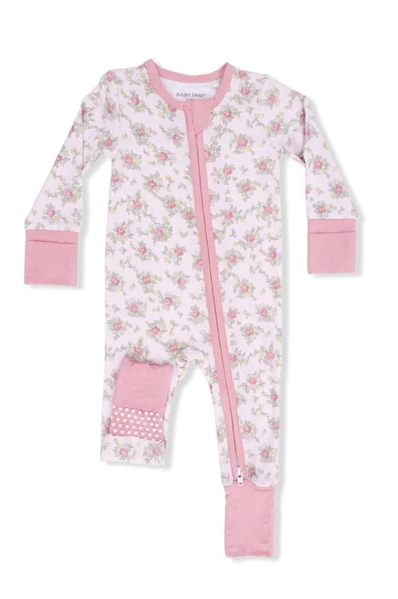 Convertible romper in ediths rose garden front view