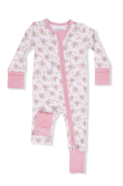 Convertible romper in ediths rose garden front view