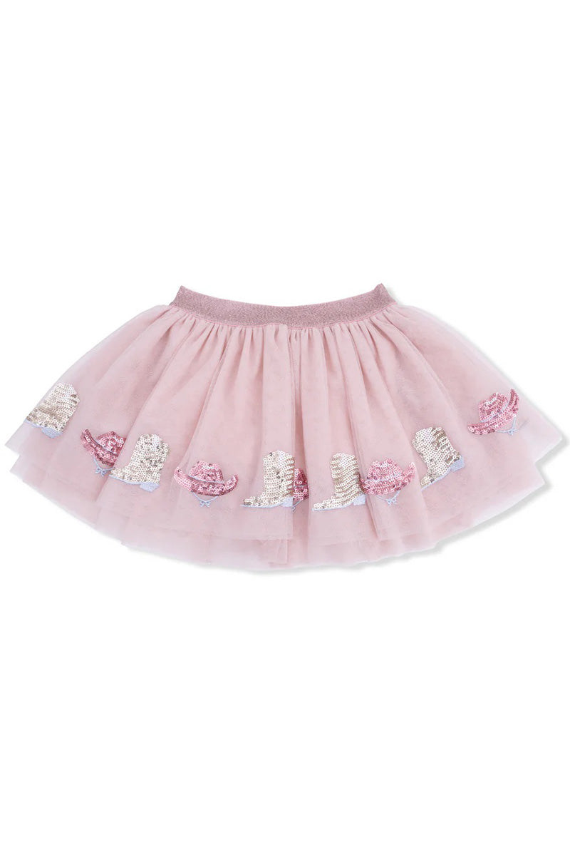 Tutu skirt with bike shorts in yee haw cowgirl skirt view