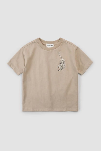 SHORT SLEEVE KNIT TEE IN BROWN LEATHER FRONT VIEW