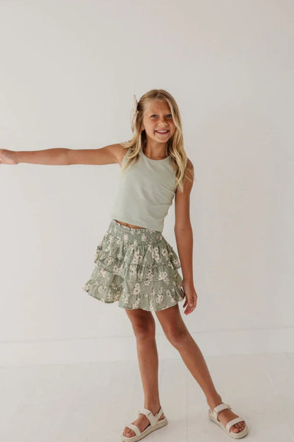 Ruffled skirt in cluster daisy style view