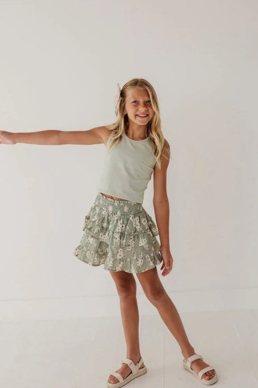 Ruffled skirt in cluster daisy style view