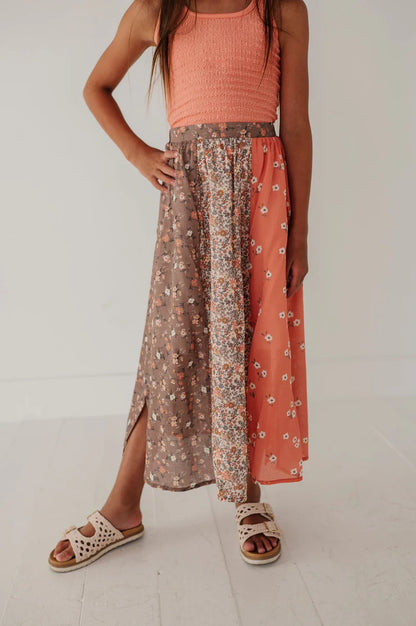 Panel maxi skirt in boho floral style view