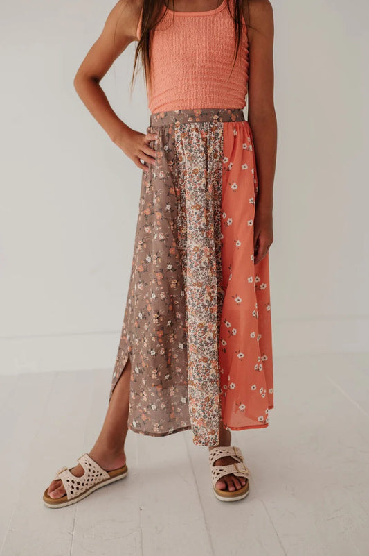 Panel maxi skirt in boho floral style view