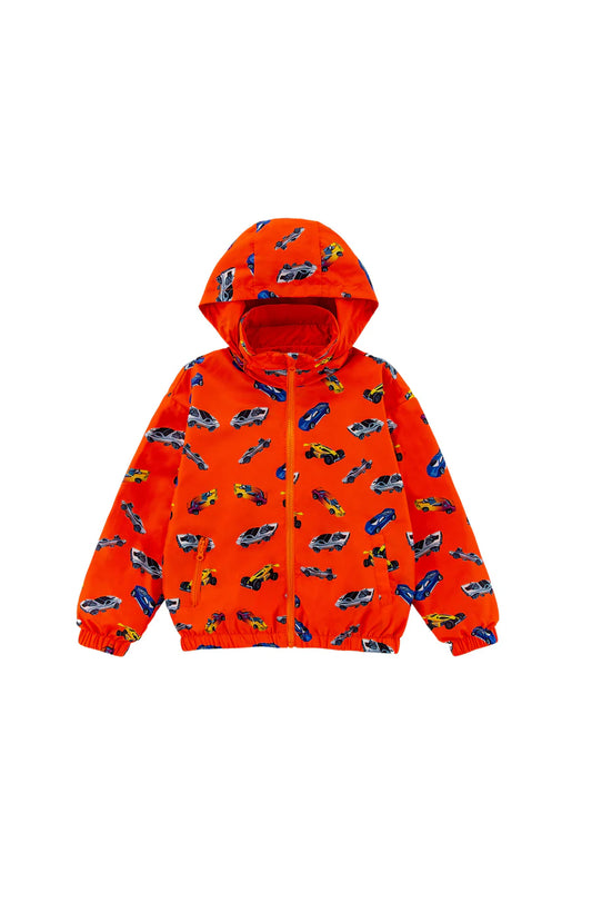 Max reversible rain repellent windbreaker in hot rod front view