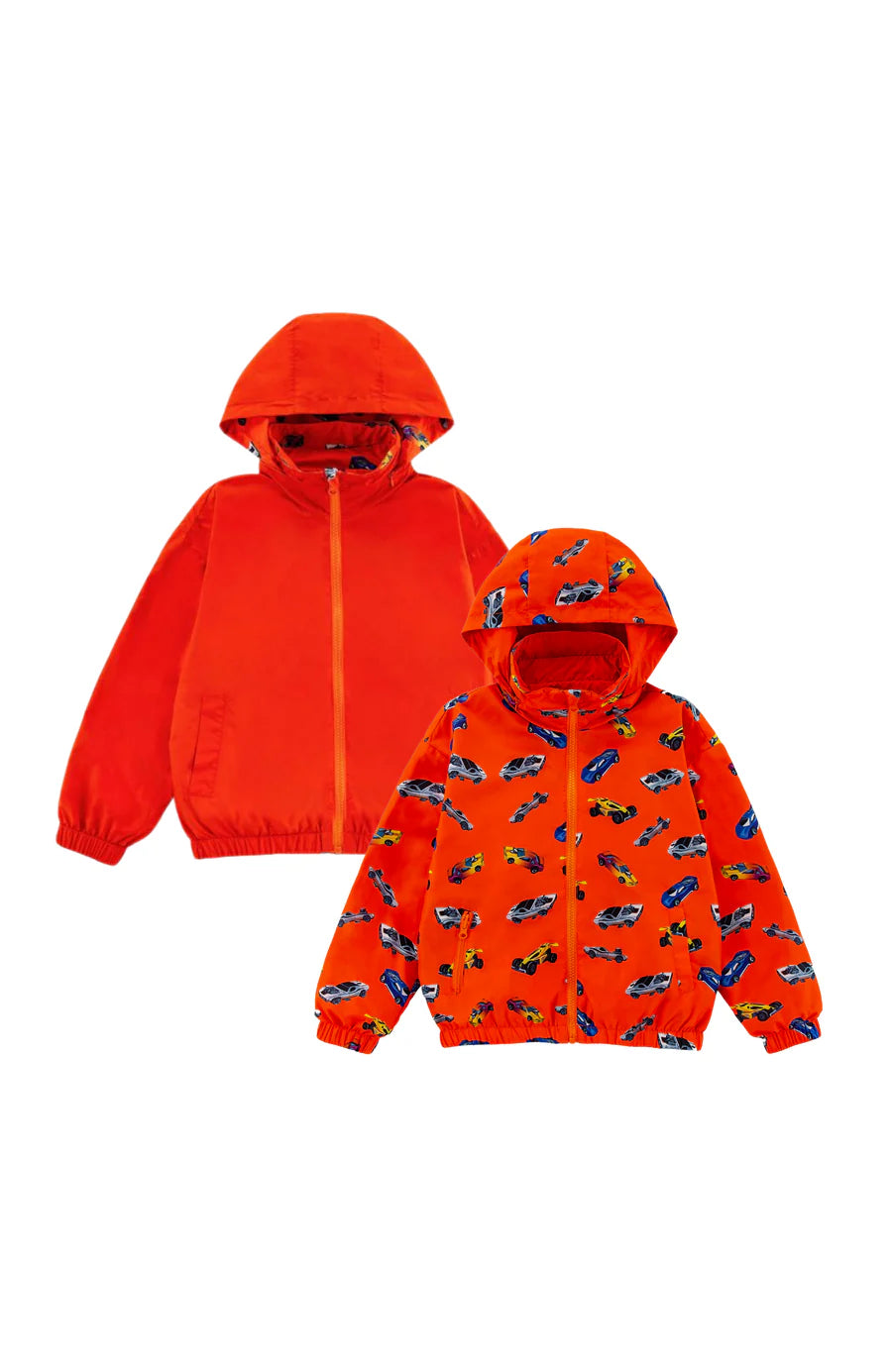 Max reversible rain repellent windbreaker in hot rod both sides view