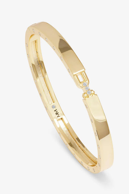 Ashley lock cuff 6mm in gold white top view