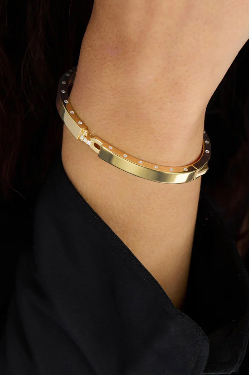 Ashley lock cuff 6mm in gold white style view