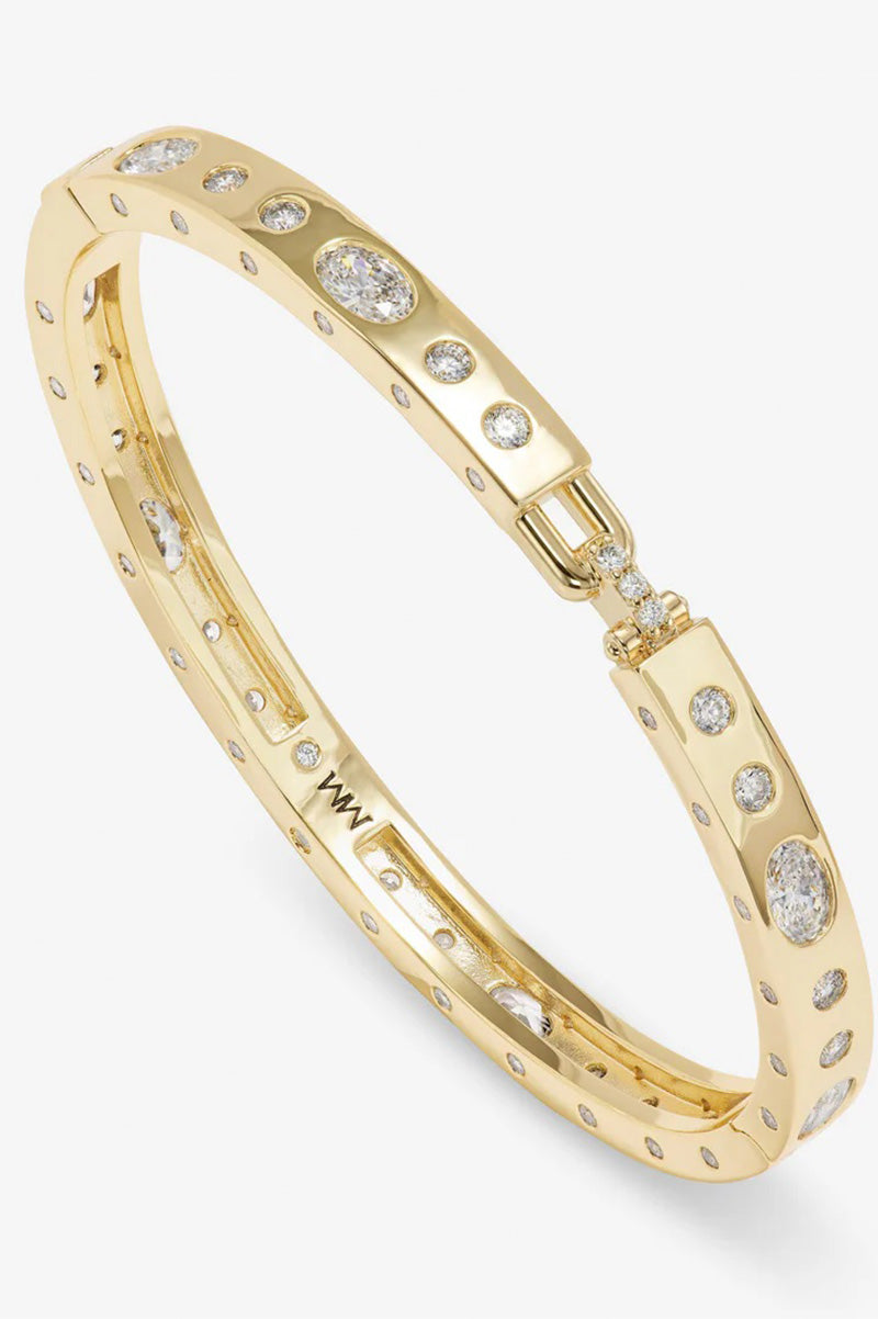 Ashley sunset lock cuff 6mm bracelet in gold white in bracelet view