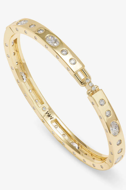 Ashley sunset lock cuff 6mm bracelet in gold white in bracelet view