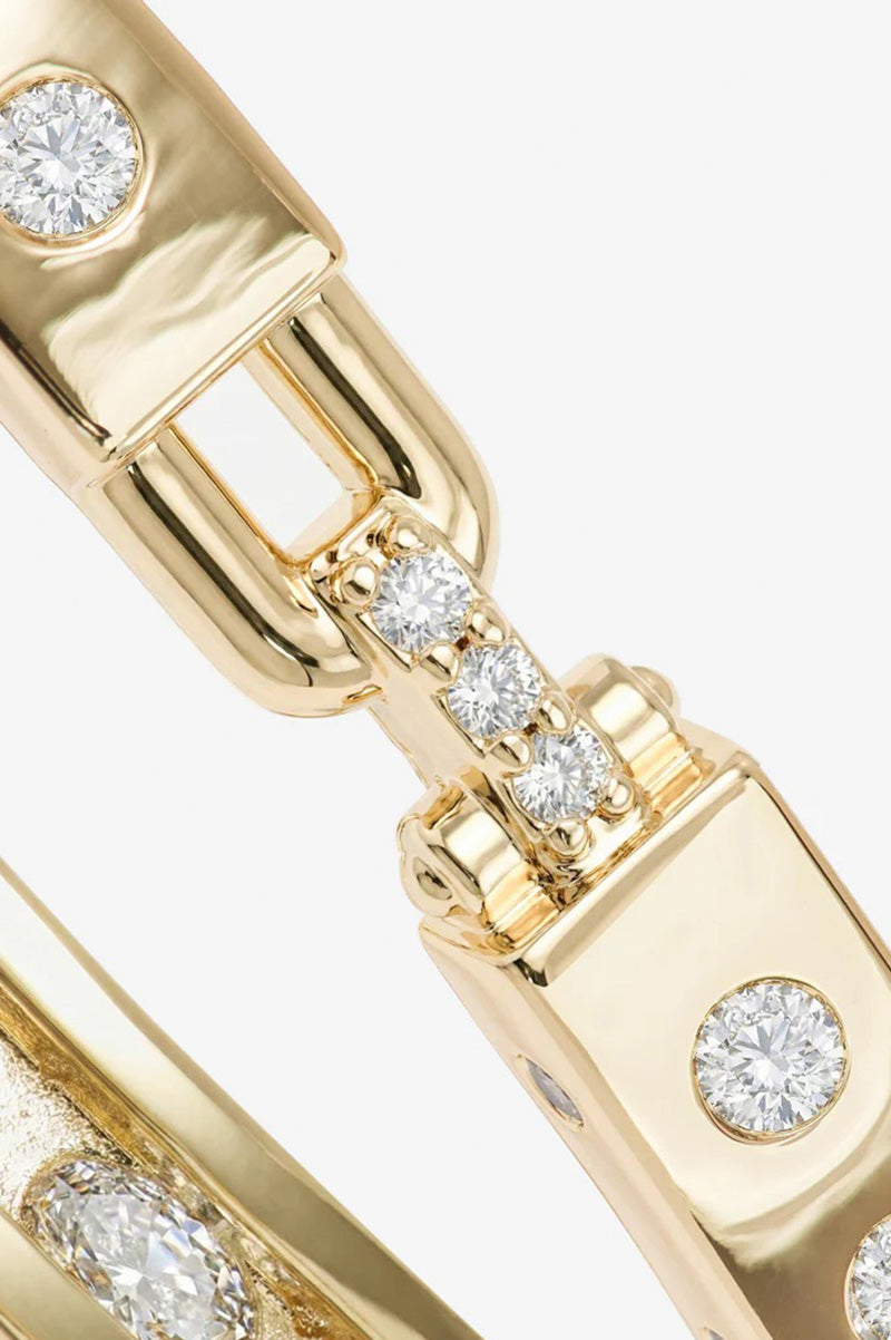 Ashley sunset lock cuff 6mm bracelet in gold white in detail view