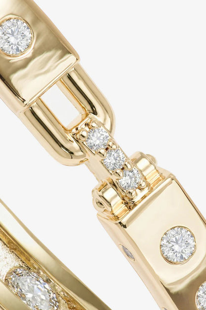 Ashley sunset lock cuff 6mm bracelet in gold white in detail view