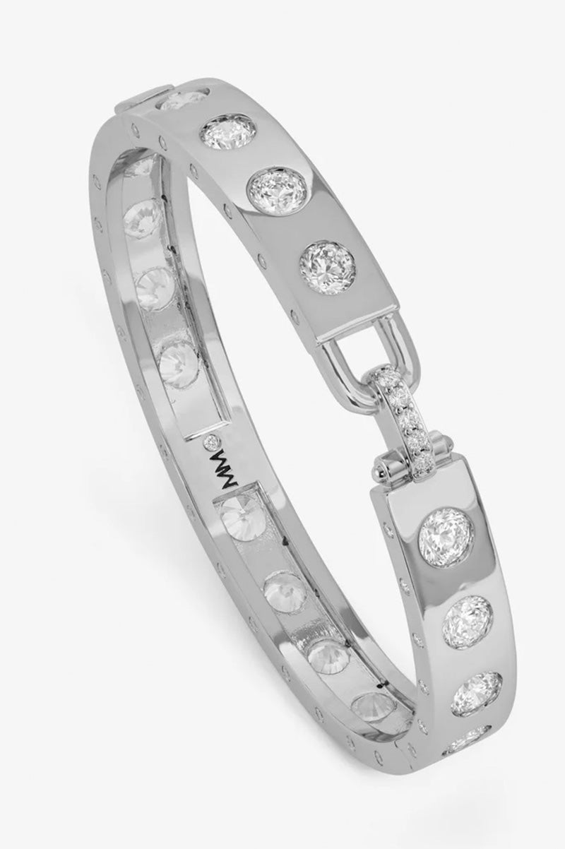 Ashley rodeo lock cuff 9mm bracelet in silver white bracelet view