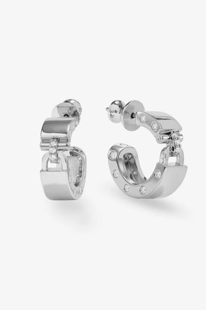 Ashley lock huggies in silver earring view