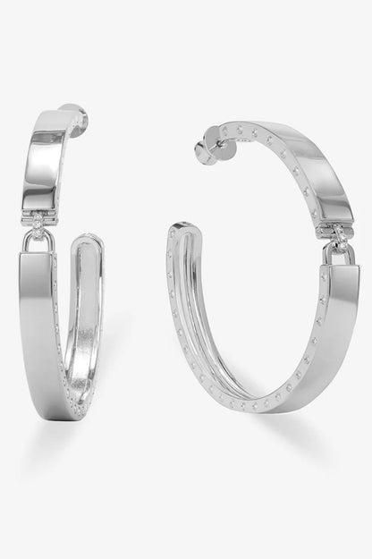 Ashley lock hoops 2" in silver white earring view