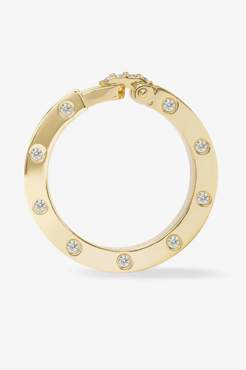 Ashley smooth lock ring in gold white side view