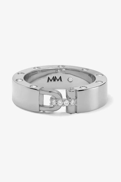 Ashley smooth lock ring in silver white ring view