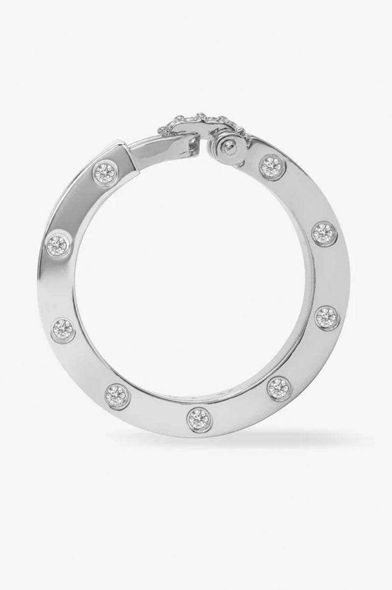 Ashley smooth lock ring in silver white side view