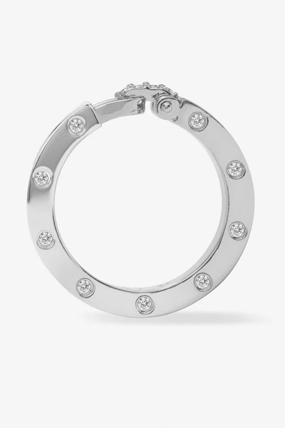 Ashley smooth lock ring in silver white side view