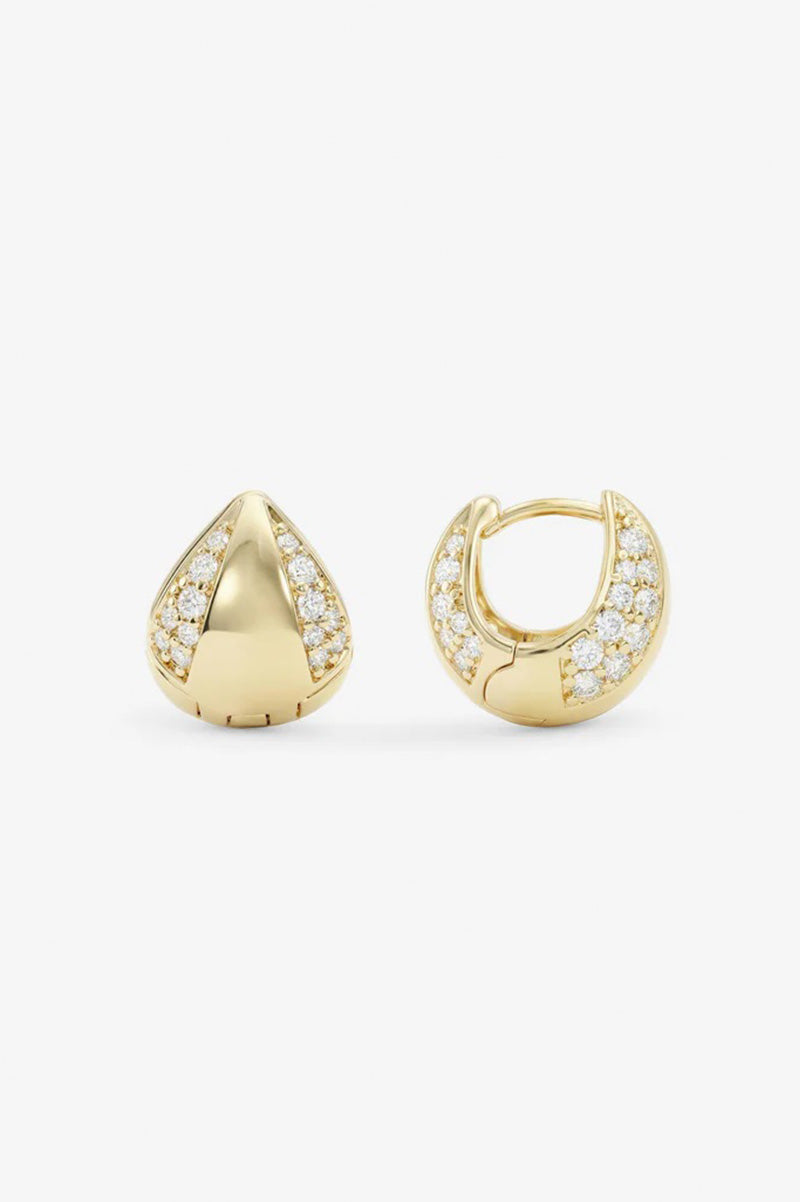 Lil Norah mixed pave earrings in gold white front view